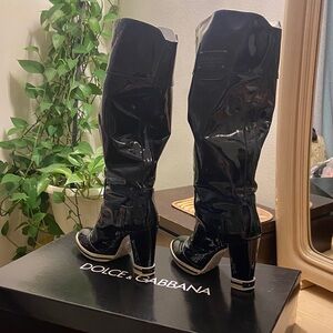 Dolce & Gabbana Glossy Black Heeled Boots